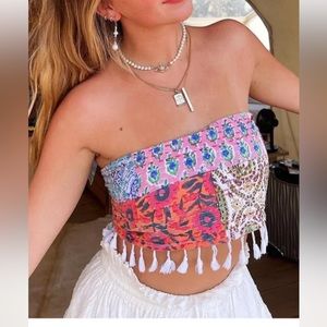 Erin Made Peace Work Convertible Crop boho handmade unique pattern top